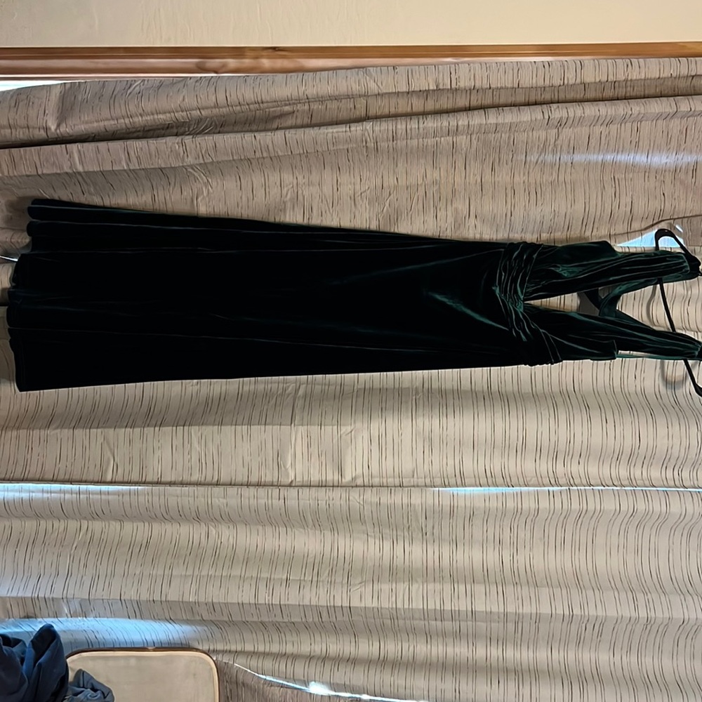 Emerald green Revelry velvet bridesmaids dress